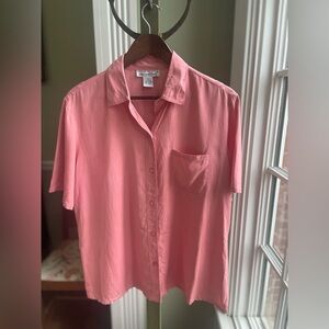 100% Silk Vintage Anna And Frank Pink Boxy Button Up.